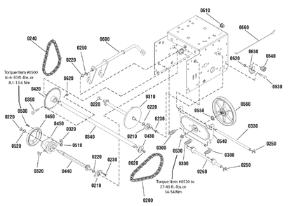 Traction Drive Group Diagram and Parts List for 1695691 2009 Briggs and Stratton Snow Blower